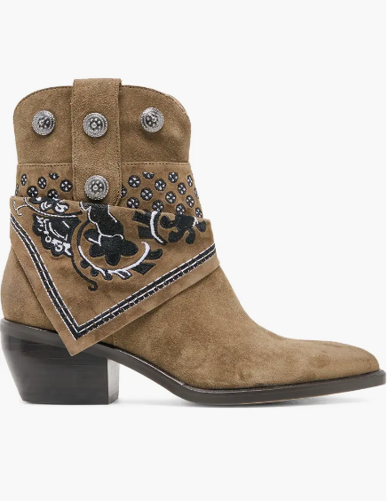 Mekala Suede Bootie- Olive