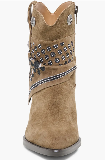 Mekala Suede Bootie- Olive