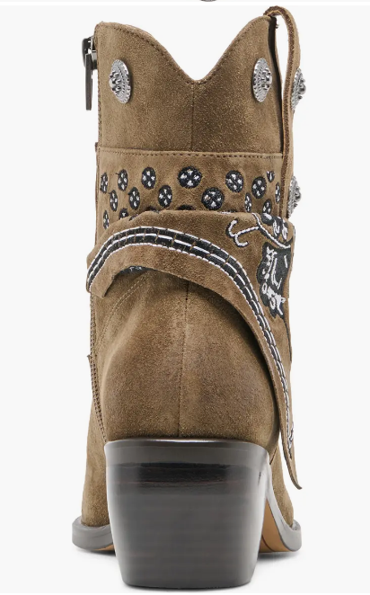 Mekala Suede Bootie- Olive