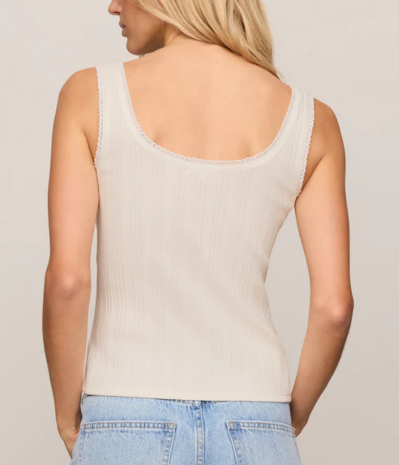 Lainey Pointelle Tank- Cloud