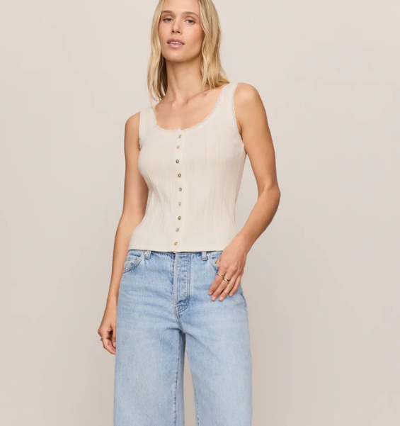 Lainey Pointelle Tank- Cloud