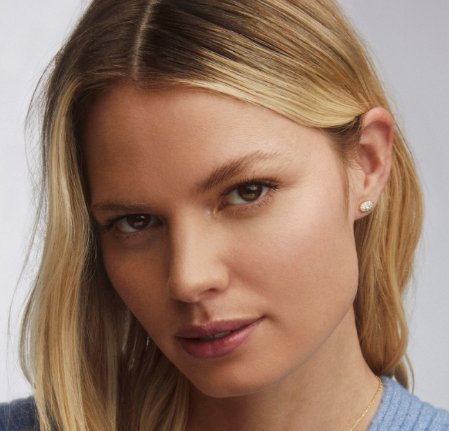 Grayson Crystal Stud Earrings- Gold Metal White