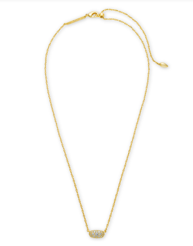 Grayson Crystal Pendant Necklace- Gold Metal White