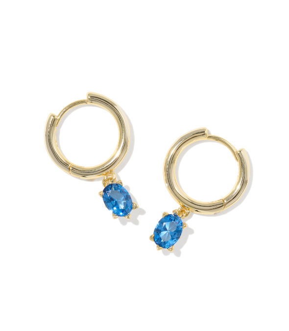 Cailin Single Stone Huggies- Gold Blue