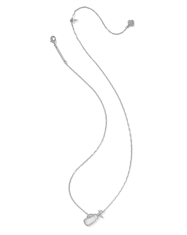 Golf Short Pendant Necklace- Rhod Ivory MOP