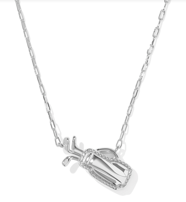 Golf Short Pendant Necklace- Rhod Ivory MOP