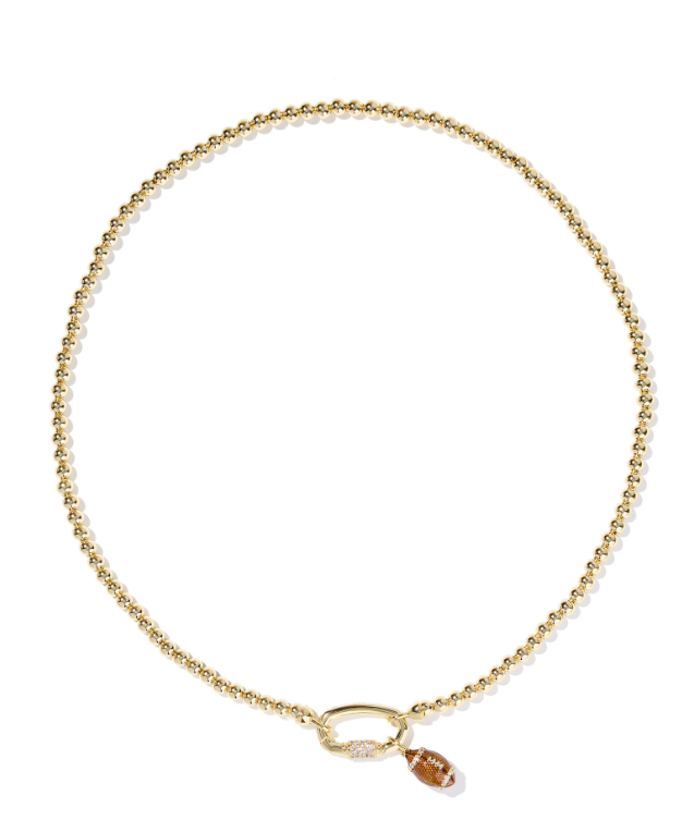 Football Metal Strand Necklace- Gold White