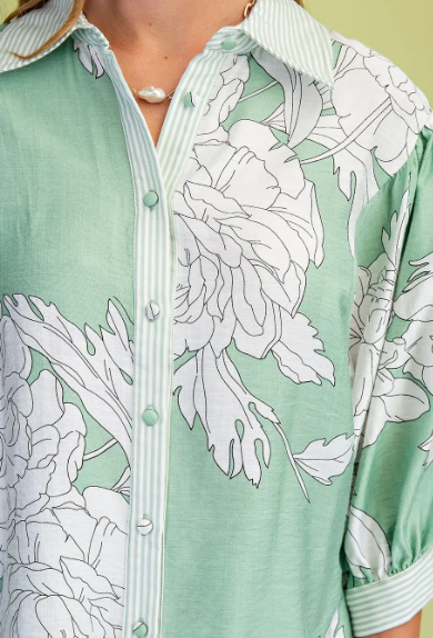 Arla Floral Top- Sage Mix