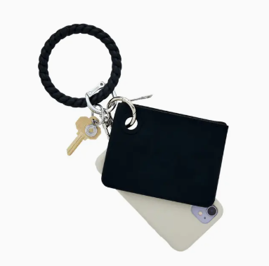 Silicone Big O Key Ring- Black Braided