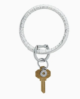 The Gift Ready Leather Big O Key Ring- Quicksilver Croc