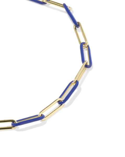 Courtney Enamel Link &amp; Chain Bracelet Gold Blue Enamel