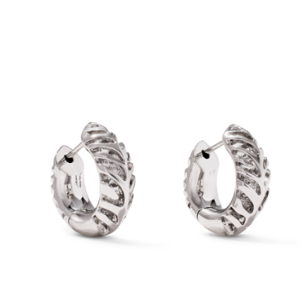 Tiger Striped Mikki Huggie Rhodium Metal