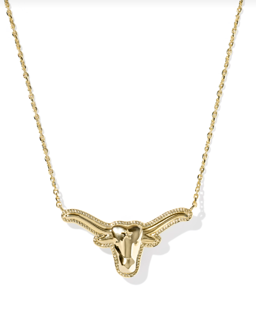 Longhorn Short Pendant Necklace Gold Variegated Orange Magnesite