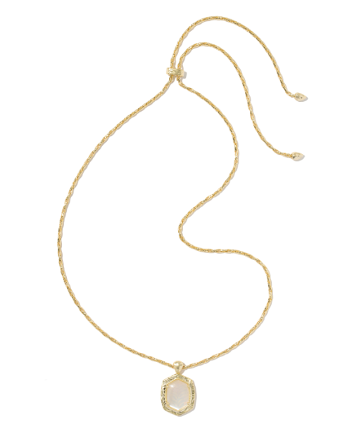 Tiger Striped Daphne SM Pendant Necklace Gold Natural MOP