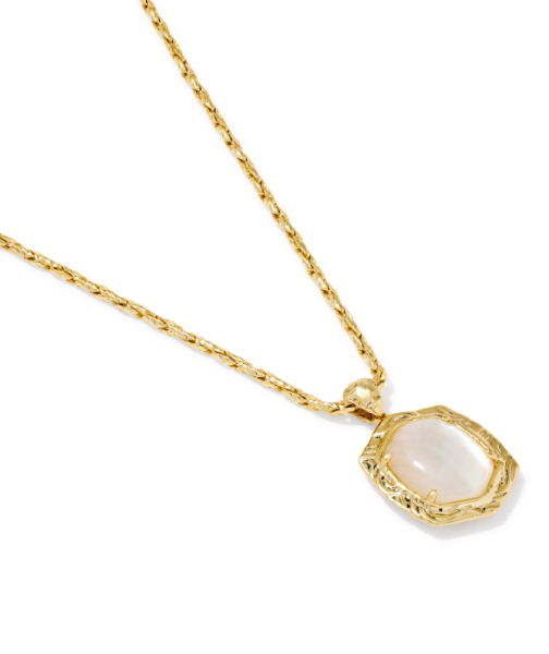 Tiger Striped Daphne SM Pendant Necklace Gold Natural MOP
