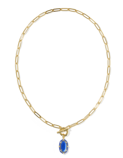 Elisa Enamel Link &amp; Chain Necklace Gold Cobalt Illusion