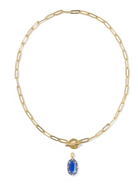Elisa Enamel Link &amp; Chain Necklace Gold Cobalt Illusion