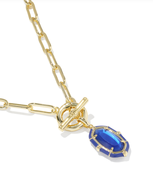 Elisa Enamel Link &amp; Chain Necklace Gold Cobalt Illusion