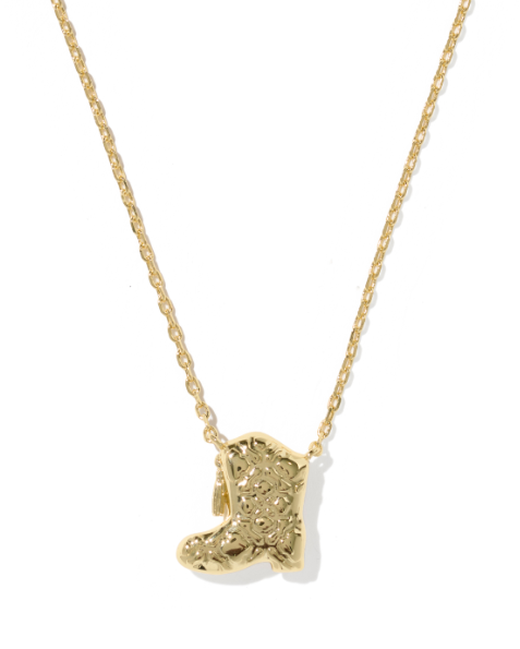 Drill Team Boot Pendant Necklace Gold Ivory MOP