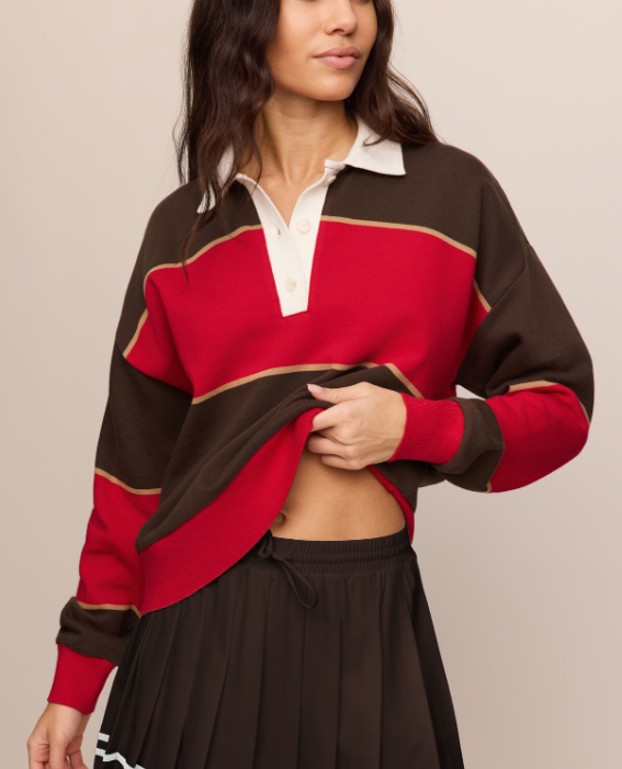 Study Break Polo Sweatshirt Game Day- Red