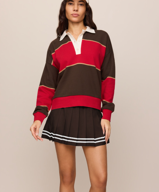 Study Break Polo Sweatshirt Game Day- Red