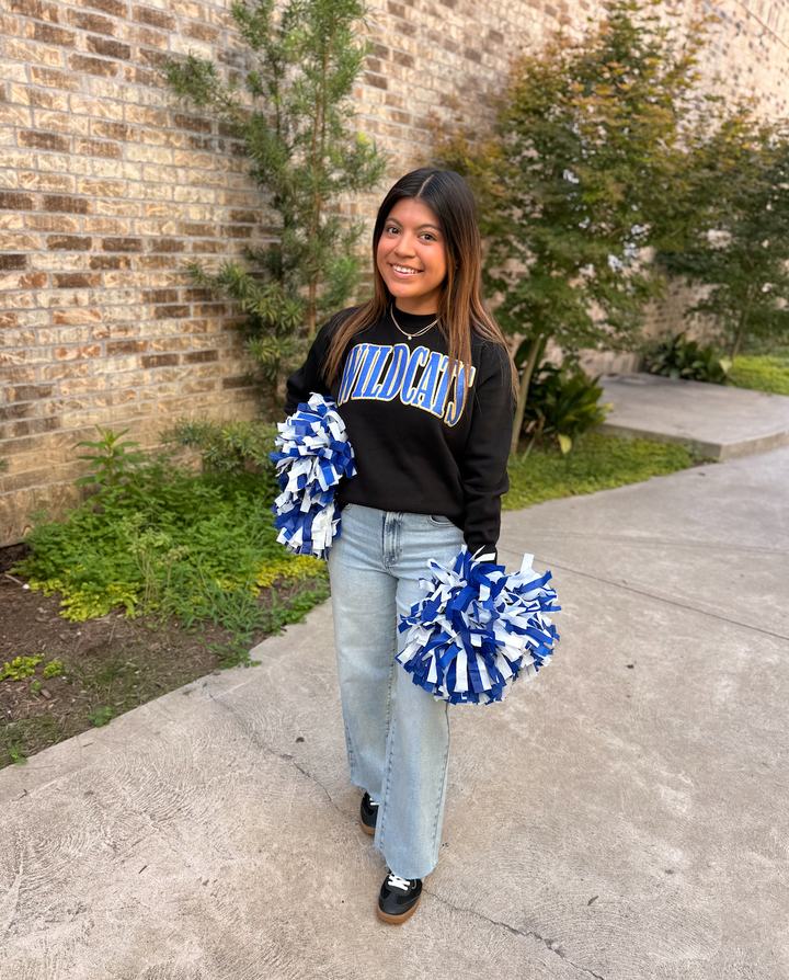 Wildcats Glitter Puff Sweatshirt- Black
