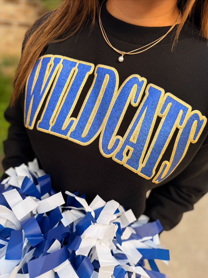 Wildcats Glitter Puff Sweatshirt- Black
