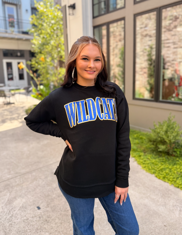 Wildcats Glitter Puff Sweatshirt- Black