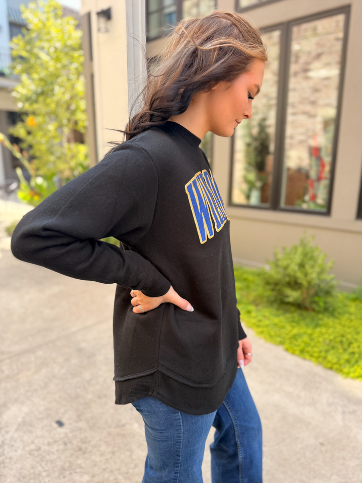 Wildcats Glitter Puff Sweatshirt- Black