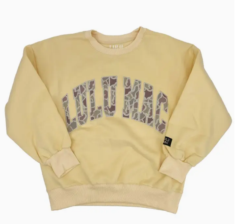 Camo Lulu Mac Emb. Sweatshirt- Yellow