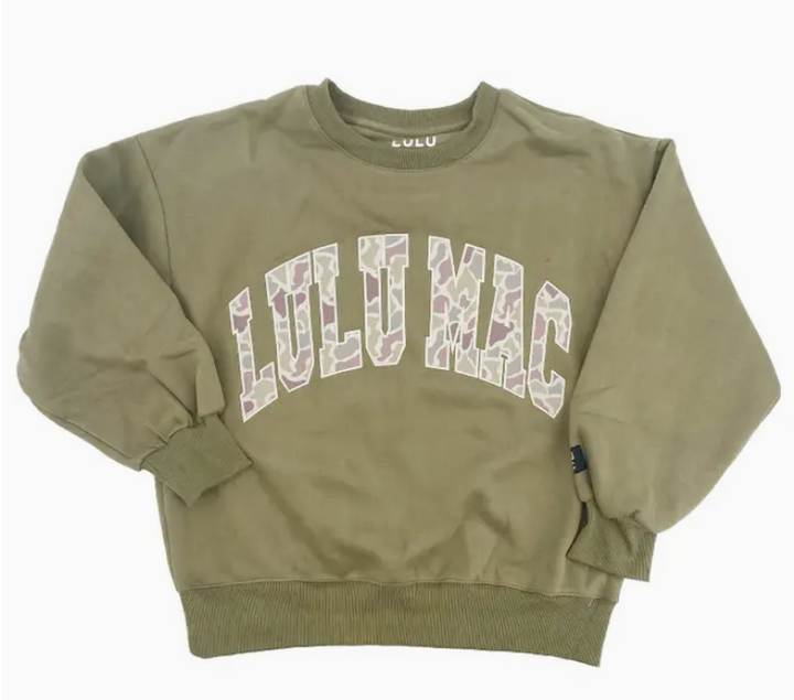 Camo Lulu Mac Emb. Sweatshirt- Green