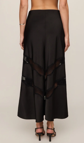 Kori Lace Midi Skirt- Black