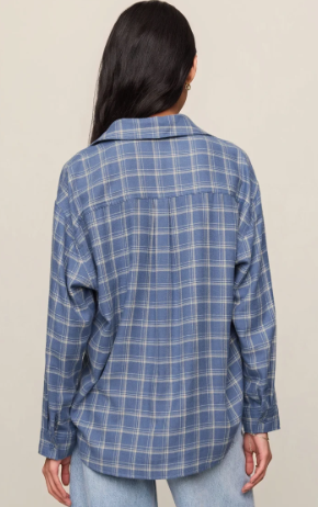 River Plaid Button Up- Mystic Blue