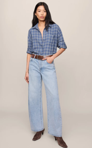 River Plaid Button Up- Mystic Blue