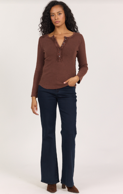 Edie Henley Top- Washed Cappuccino