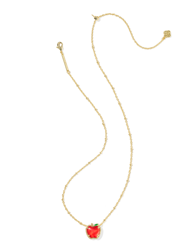 Apple Short Pendant Necklace- Gold Red Illusion