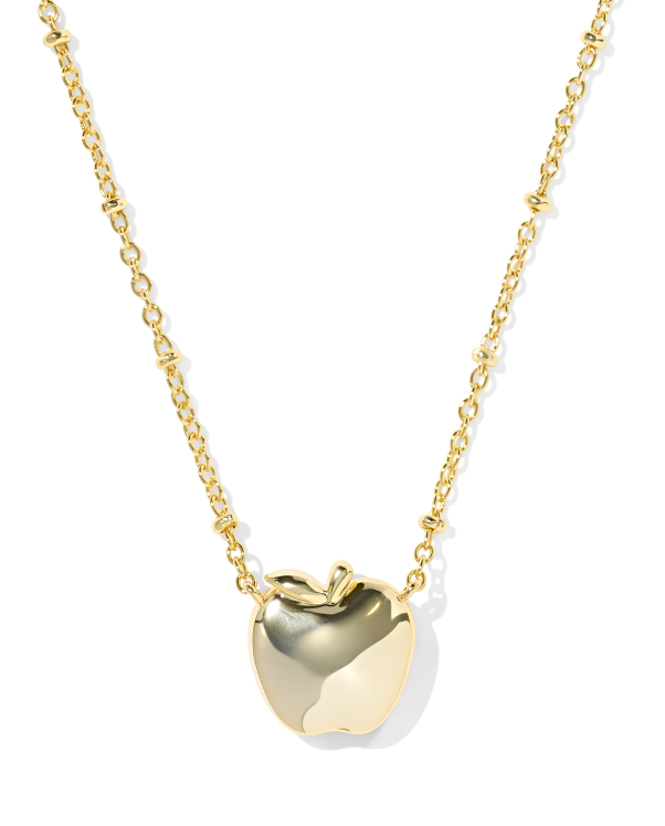 Apple Short Pendant Necklace- Gold Red Illusion