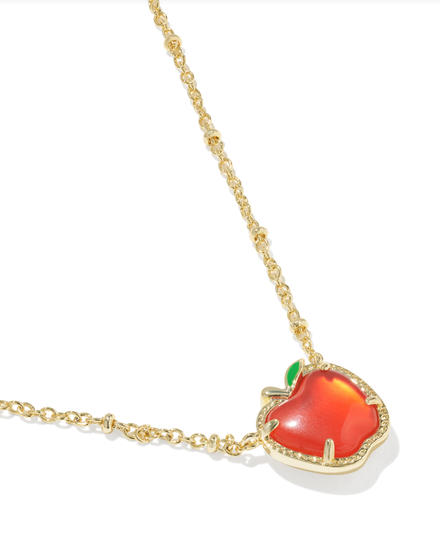 Apple Short Pendant Necklace- Gold Red Illusion