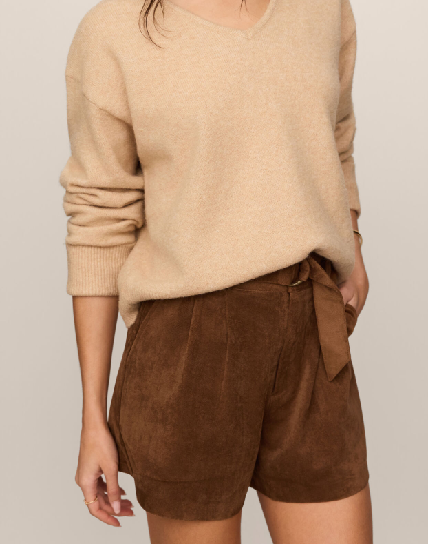 Ivory Suede Short- Saddle Suede