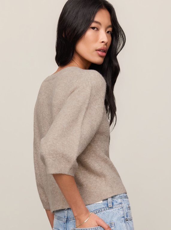 Valor Short Sleeve Cardigan- Natural Heather