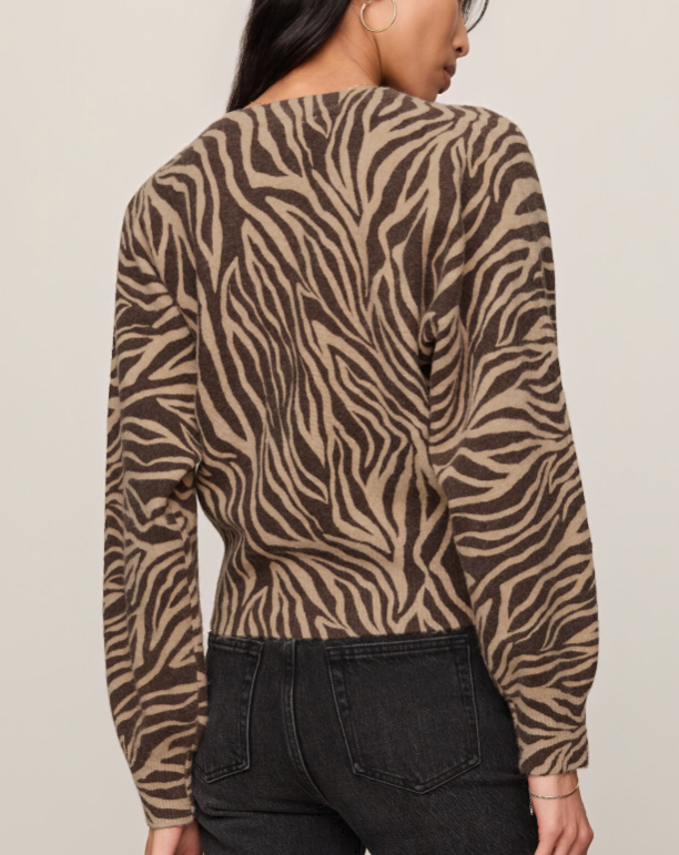 All The Wild Zebra Cardigan- Dark Chocolate