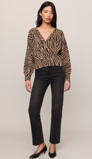 All The Wild Zebra Cardigan- Dark Chocolate