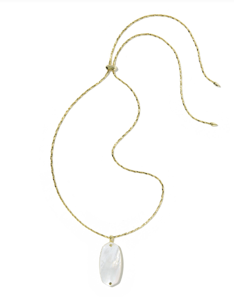 Danielle Riveted Long Pendant Gold Ivory MOP