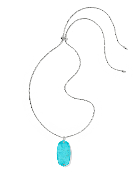 Danielle Riveted Long Pendant Rhodium Variegated Turq.