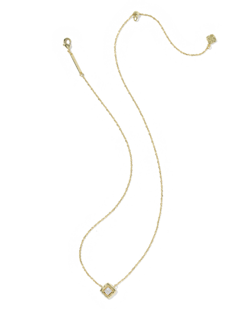 Mallory Crystal Pendant Necklace Gold Metal White CZ