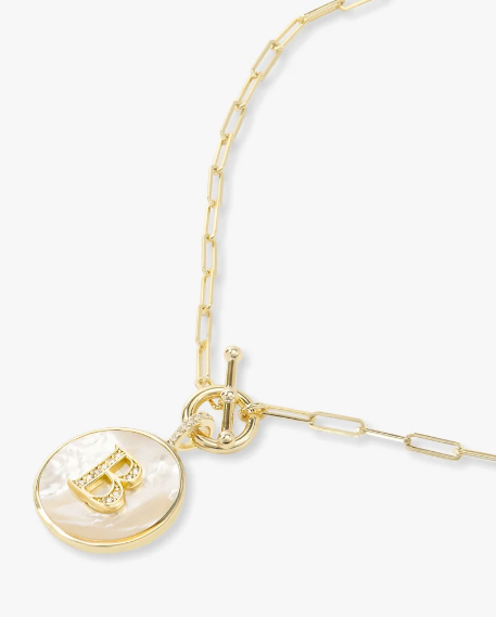 B Love Letters Medallion Necklace- GOLD