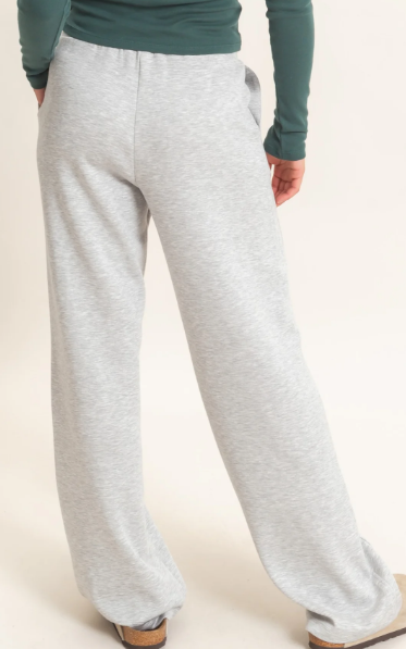 Tyla Elastic Waist Straight Leg Pant- Heather Gray
