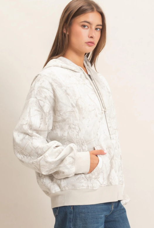 Alex Zip-Up Hoodie- Grey Camo