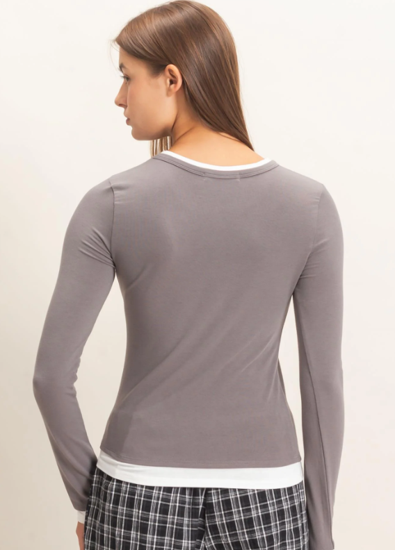 Zila Layered LS Top- Charcoal