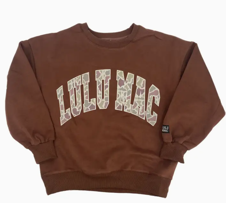 Camo Lulu Mac Emb. Sweatshirt- Brown